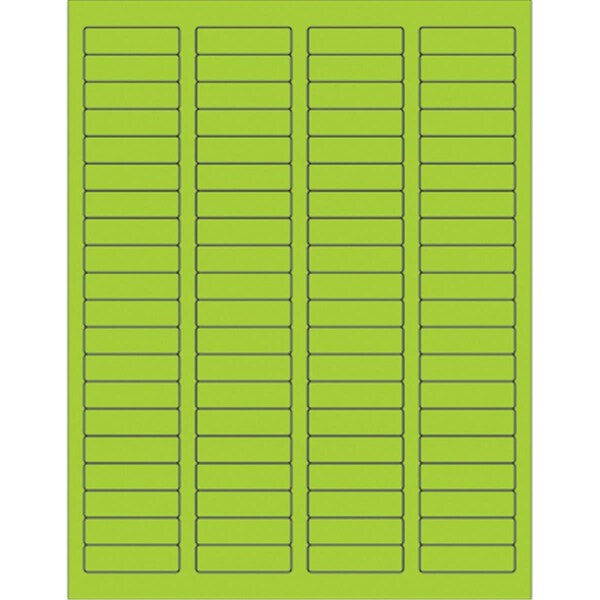 Officespace 1.75 x 0.5 in. Fluorescent Green Rectangle Laser Labels, 8000PK OF2536975 - main